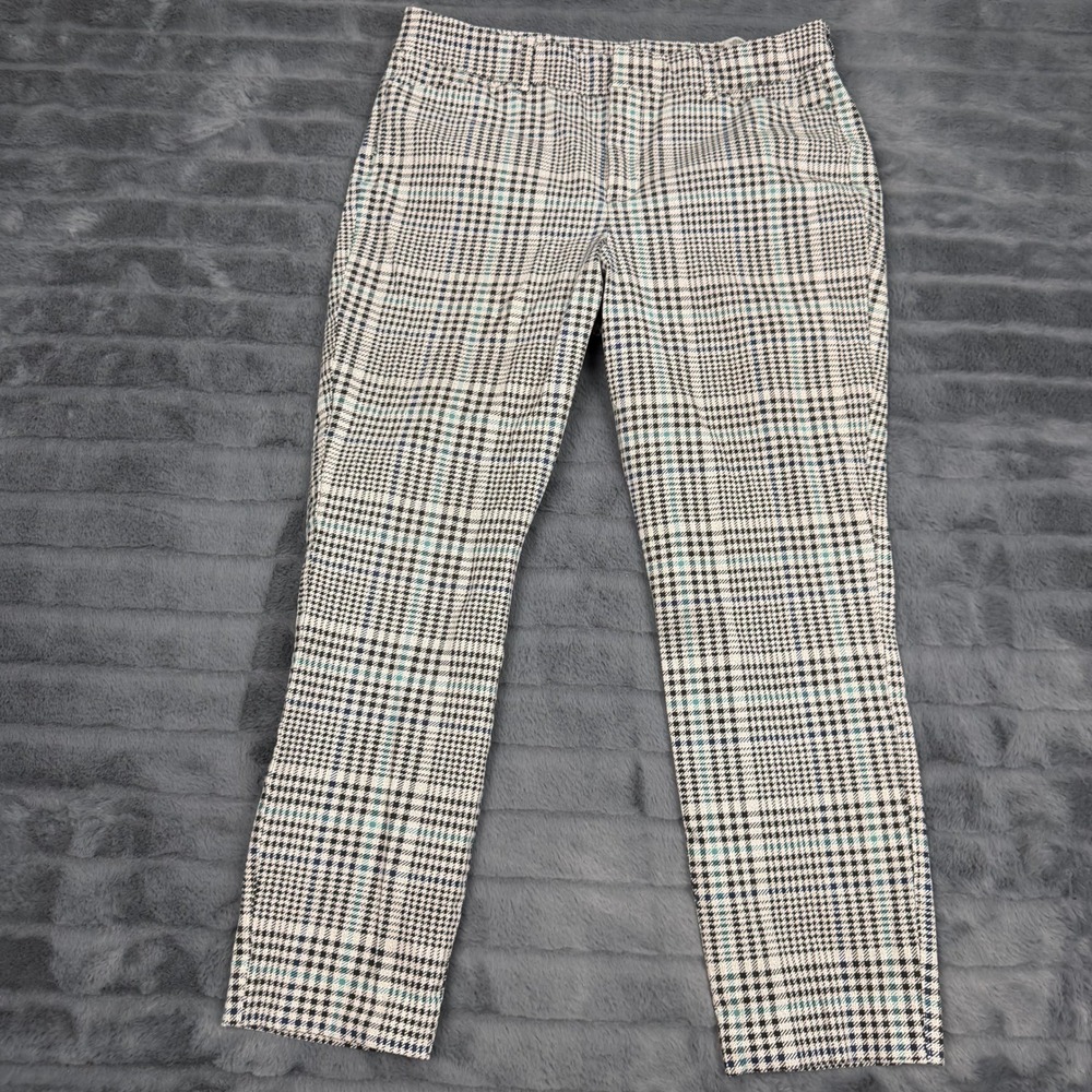 Old Navy High Rise Pixie Ankle Pants Houndstooth Plaid Blue Teal Size 12 14556